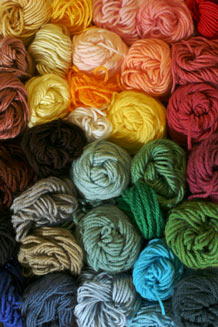 colored rolls of yarn